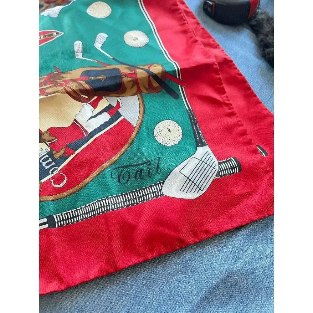 Tail Pebble Beach Golf Silk Twill Scarf Italy Old Money Country Club 27